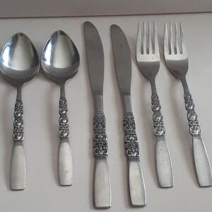 Rebecca by Oneida Silver 3 Piece Setting for 2 Stainless Discontinued 6 Total Pc
